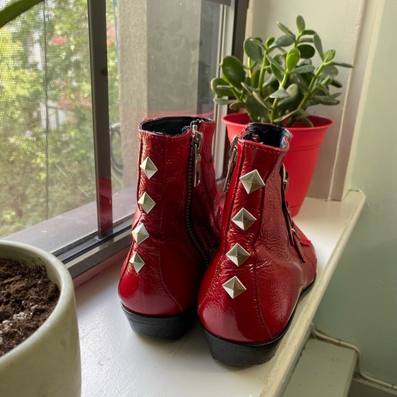 SOLD - Modern Vice Red leather boots with studs - Picture 4 of 5